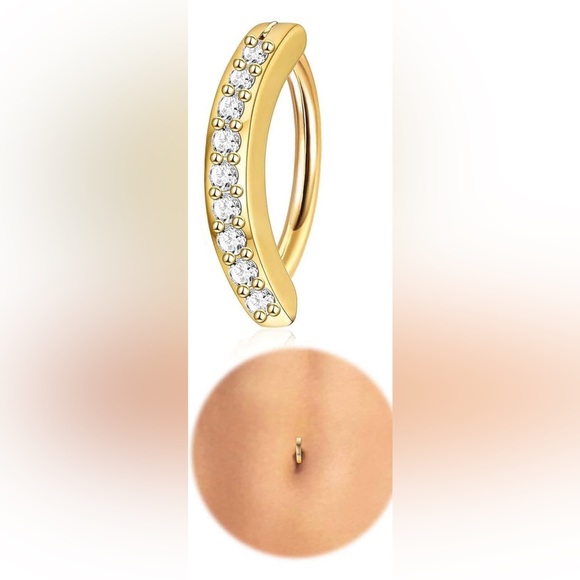 🆕 Simple Rhinestone Decor Clicker Navel Belly Button Ring Body Jewelry - Picture 6 of 6